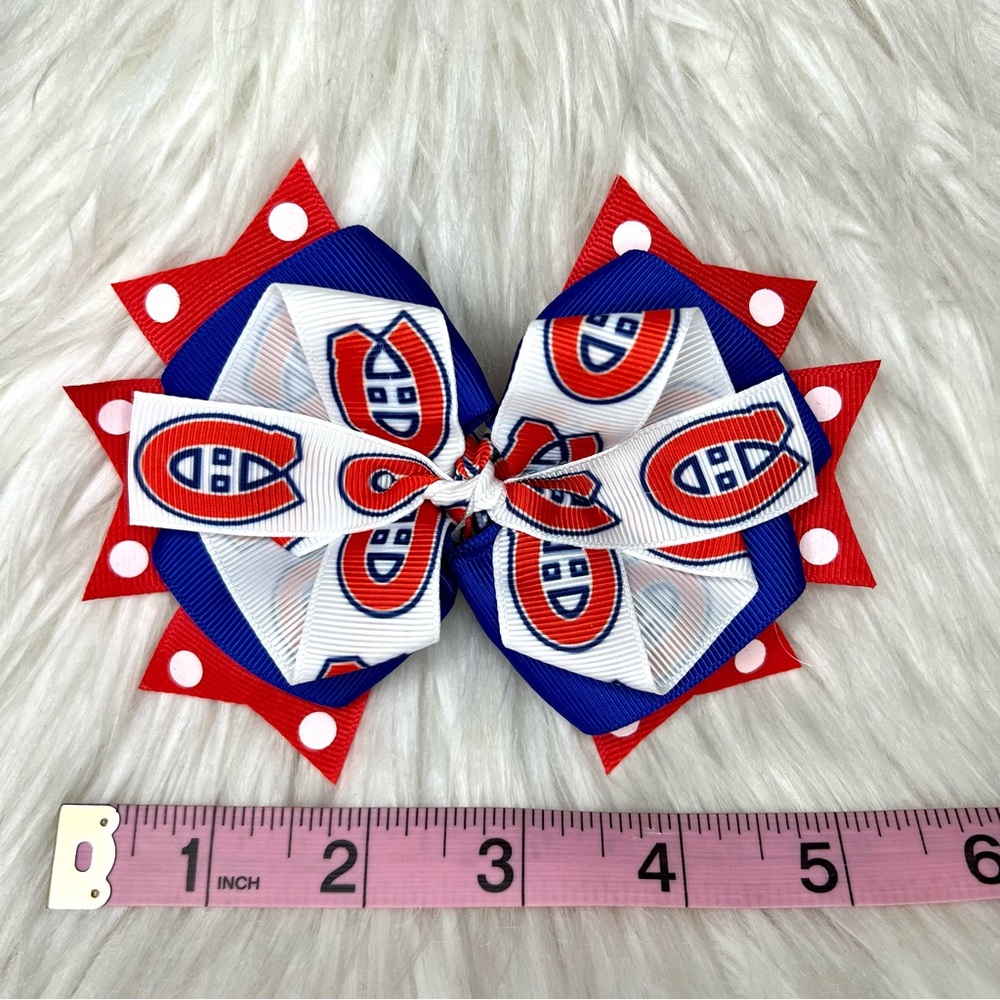 ๐๐ NHL Montreal Canadiens Hockey Hair Bow Barrette Clip ๐๐ - Picture 3 of 4